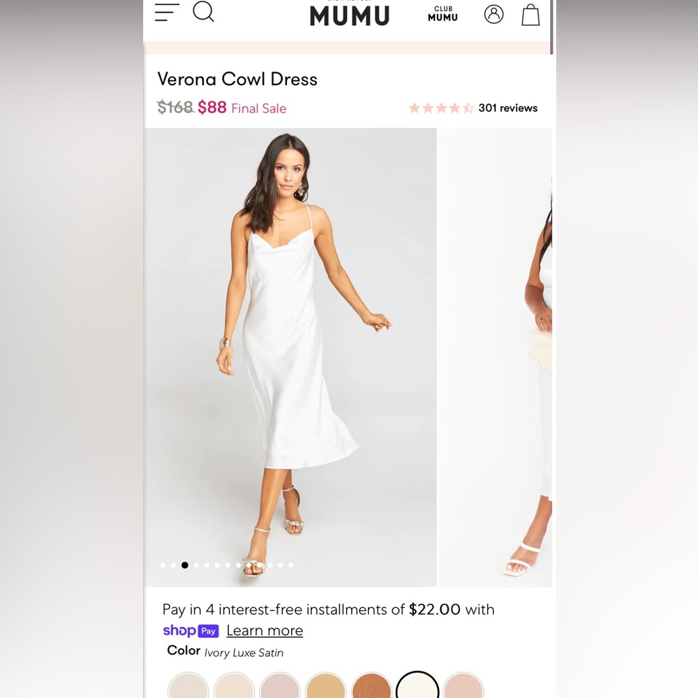 Show Me Your Mumu Verona Midi Dress - Ivory Luxe Satin - Size XL